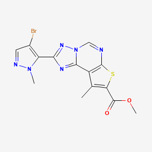 molecular formula C14H11BrN6O2S B10889198 methyl 2-(4-bromo-1-methyl-1H-pyrazol-5-yl)-9-methylthieno[3,2-e][1,2,4]triazolo[1,5-c]pyrimidine-8-carboxylate 