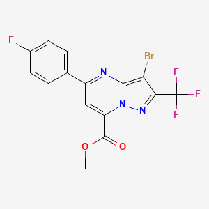 molecular formula C15H8BrF4N3O2 B10889620 Methyl 3-bromo-5-(4-fluorophenyl)-2-(trifluoromethyl)pyrazolo[1,5-a]pyrimidine-7-carboxylate 