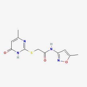molecular formula C11H12N4O3S B10889625 2-[(4-hydroxy-6-methylpyrimidin-2-yl)sulfanyl]-N-(5-methyl-1,2-oxazol-3-yl)acetamide 