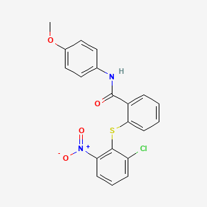 molecular formula C20H15ClN2O4S B10889982 2-[(2-chloro-6-nitrophenyl)sulfanyl]-N-(4-methoxyphenyl)benzamide 