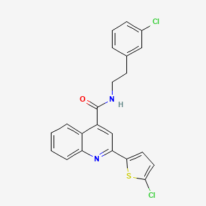 molecular formula C22H16Cl2N2OS B10890358 N-[2-(3-chlorophenyl)ethyl]-2-(5-chlorothiophen-2-yl)quinoline-4-carboxamide 