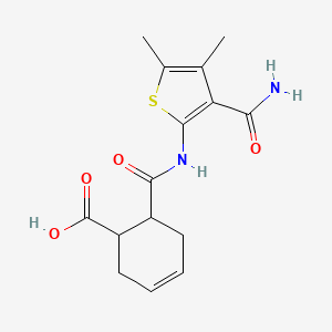 molecular formula C15H18N2O4S B10890524 6-[(3-Carbamoyl-4,5-dimethylthiophen-2-yl)carbamoyl]cyclohex-3-ene-1-carboxylic acid 