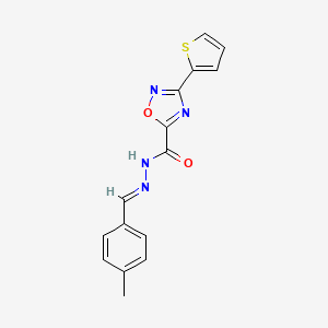 molecular formula C15H12N4O2S B10890651 N'-[(E)-(4-methylphenyl)methylidene]-3-(thiophen-2-yl)-1,2,4-oxadiazole-5-carbohydrazide 