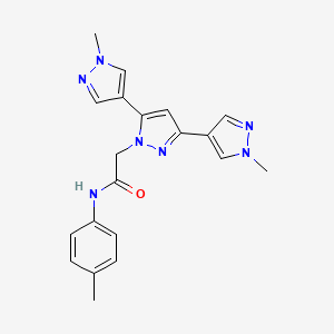 molecular formula C20H21N7O B10890771 2-[3,5-bis(1-methylpyrazol-4-yl)pyrazol-1-yl]-N-(4-methylphenyl)acetamide 