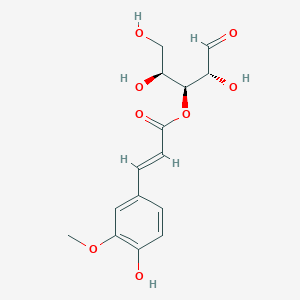 molecular formula C15H18O8 B010891 [(2S,3S,4R)-1,2,4-trihydroxy-5-oxopentan-3-yl] (E)-3-(4-hydroxy-3-methoxyphenyl)prop-2-enoate CAS No. 109796-65-8