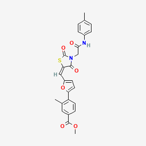 molecular formula C26H22N2O6S B10891016 methyl 3-methyl-4-{5-[(E)-(3-{2-[(4-methylphenyl)amino]-2-oxoethyl}-2,4-dioxo-1,3-thiazolidin-5-ylidene)methyl]furan-2-yl}benzoate 