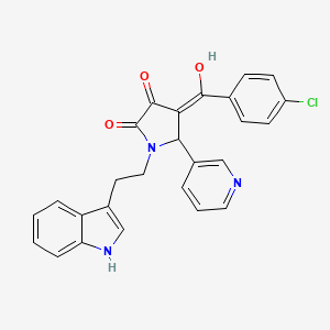 molecular formula C26H20ClN3O3 B10891349 4-[(4-chlorophenyl)carbonyl]-3-hydroxy-1-[2-(1H-indol-3-yl)ethyl]-5-(pyridin-3-yl)-1,5-dihydro-2H-pyrrol-2-one 