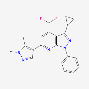 molecular formula C21H19F2N5 B10891498 3-cyclopropyl-4-(difluoromethyl)-6-(1,5-dimethyl-1H-pyrazol-4-yl)-1-phenyl-1H-pyrazolo[3,4-b]pyridine 