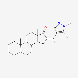 molecular formula C25H36N2O B10891510 Hexadecahydrocyclopenta[a]phenanthren-17-one, 16-(1,5-dimethyl-1H-pyrazol-4-ylmethylene)-10,13-dimethyl- 