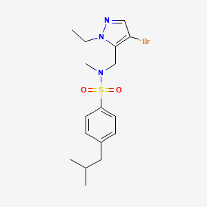 molecular formula C17H24BrN3O2S B10891555 N-[(4-bromo-1-ethyl-1H-pyrazol-5-yl)methyl]-N-methyl-4-(2-methylpropyl)benzenesulfonamide 