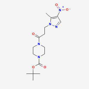 molecular formula C16H25N5O5 B10891702 tert-butyl 4-[3-(5-methyl-4-nitro-1H-pyrazol-1-yl)propanoyl]piperazine-1-carboxylate 