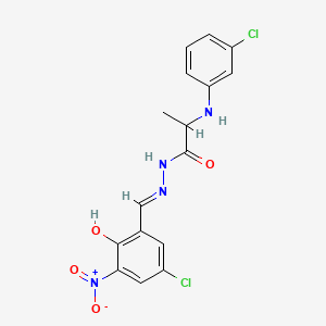 molecular formula C16H14Cl2N4O4 B10891766 2-(3-chloroanilino)-N'-{5-chloro-2-hydroxy-3-nitrobenzylidene}propanohydrazide 
