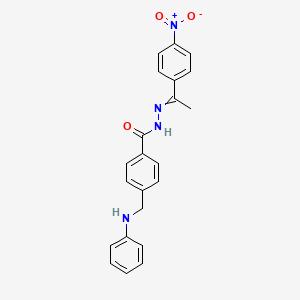 molecular formula C22H20N4O3 B10891777 N'-[1-(4-nitrophenyl)ethylidene]-4-[(phenylamino)methyl]benzohydrazide 