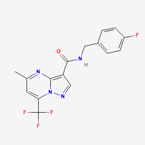 molecular formula C16H12F4N4O B10891799 N-(4-fluorobenzyl)-5-methyl-7-(trifluoromethyl)pyrazolo[1,5-a]pyrimidine-3-carboxamide 