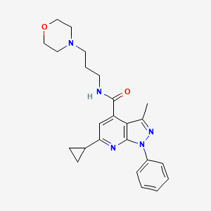 molecular formula C24H29N5O2 B10891864 6-cyclopropyl-3-methyl-N-[3-(morpholin-4-yl)propyl]-1-phenyl-1H-pyrazolo[3,4-b]pyridine-4-carboxamide 