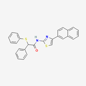molecular formula C27H20N2OS2 B10891874 N-[4-(naphthalen-2-yl)-1,3-thiazol-2-yl]-2-phenyl-2-(phenylsulfanyl)acetamide 