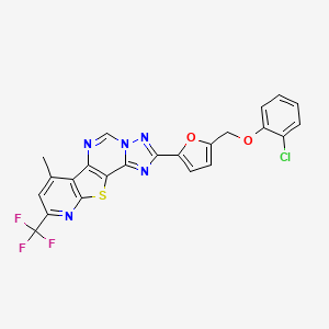 molecular formula C23H13ClF3N5O2S B10891899 4-[5-[(2-chlorophenoxy)methyl]furan-2-yl]-11-methyl-13-(trifluoromethyl)-16-thia-3,5,6,8,14-pentazatetracyclo[7.7.0.02,6.010,15]hexadeca-1(9),2,4,7,10(15),11,13-heptaene 