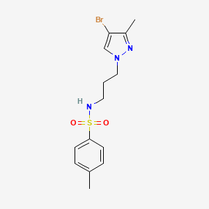 molecular formula C14H18BrN3O2S B10891948 N-[3-(4-bromo-3-methyl-1H-pyrazol-1-yl)propyl]-4-methylbenzenesulfonamide 