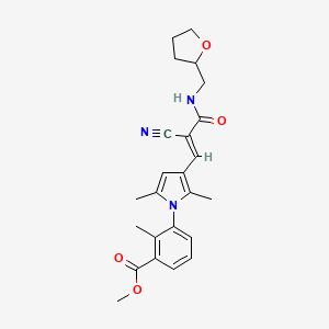 molecular formula C24H27N3O4 B10892000 methyl 3-(3-{(1E)-2-cyano-3-oxo-3-[(tetrahydrofuran-2-ylmethyl)amino]prop-1-en-1-yl}-2,5-dimethyl-1H-pyrrol-1-yl)-2-methylbenzoate 
