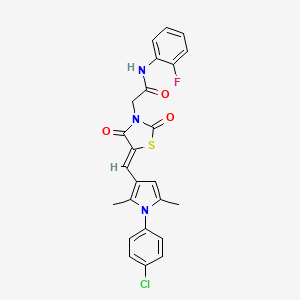 molecular formula C24H19ClFN3O3S B10892075 2-[(5Z)-5-{[1-(4-chlorophenyl)-2,5-dimethyl-1H-pyrrol-3-yl]methylidene}-2,4-dioxo-1,3-thiazolidin-3-yl]-N-(2-fluorophenyl)acetamide 