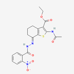 molecular formula C20H20N4O6S B10892077 Ethyl 2-(acetylamino)-7-({2-nitrobenzoyl}hydrazono)-4,5,6,7-tetrahydro-1-benzothiophene-3-carboxylate 
