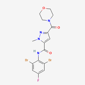 molecular formula C16H15Br2FN4O3 B10892263 N-(2,6-dibromo-4-fluorophenyl)-1-methyl-3-(morpholin-4-ylcarbonyl)-1H-pyrazole-5-carboxamide 
