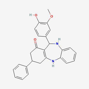 molecular formula C26H24N2O3 B10892269 11-(4-hydroxy-3-methoxyphenyl)-3-phenyl-2,3,4,5,10,11-hexahydro-1H-dibenzo[b,e][1,4]diazepin-1-one 