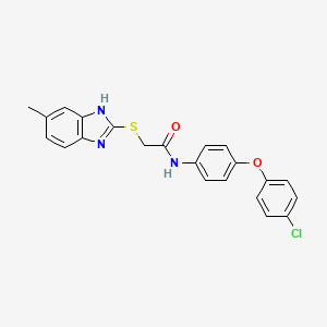 molecular formula C22H18ClN3O2S B10892330 N-[4-(4-chlorophenoxy)phenyl]-2-[(5-methyl-1H-benzimidazol-2-yl)sulfanyl]acetamide 