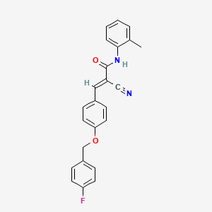 molecular formula C24H19FN2O2 B10892390 (2E)-2-cyano-3-{4-[(4-fluorobenzyl)oxy]phenyl}-N-(2-methylphenyl)prop-2-enamide 