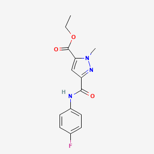 molecular formula C14H14FN3O3 B10892464 ethyl 3-[(4-fluoroanilino)carbonyl]-1-methyl-1H-pyrazole-5-carboxylate 