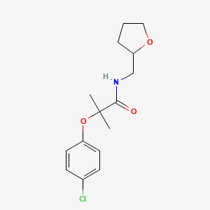 molecular formula C15H20ClNO3 B10892486 2-(4-chlorophenoxy)-2-methyl-N-(oxolan-2-ylmethyl)propanamide 