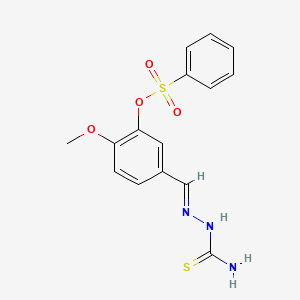 molecular formula C15H15N3O4S2 B10892544 5-[(E)-(2-carbamothioylhydrazinylidene)methyl]-2-methoxyphenyl benzenesulfonate 