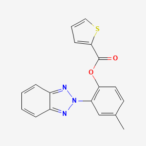 molecular formula C18H13N3O2S B10892612 2-(2H-benzotriazol-2-yl)-4-methylphenyl thiophene-2-carboxylate 
