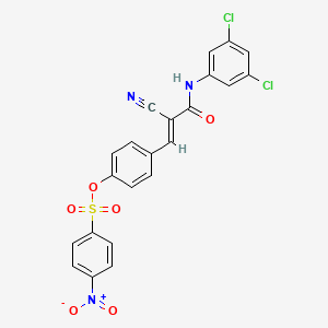 molecular formula C22H13Cl2N3O6S B10892821 4-{(1E)-2-cyano-3-[(3,5-dichlorophenyl)amino]-3-oxoprop-1-en-1-yl}phenyl 4-nitrobenzenesulfonate 