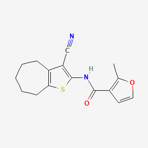molecular formula C16H16N2O2S B10892901 N-(3-cyano-5,6,7,8-tetrahydro-4H-cyclohepta[b]thiophen-2-yl)-2-methylfuran-3-carboxamide 