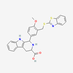 molecular formula C27H23N3O3S2 B10892957 1-{3-[(1,3-benzothiazol-2-ylsulfanyl)methyl]-4-methoxyphenyl}-2,3,4,9-tetrahydro-1H-beta-carboline-3-carboxylic acid 
