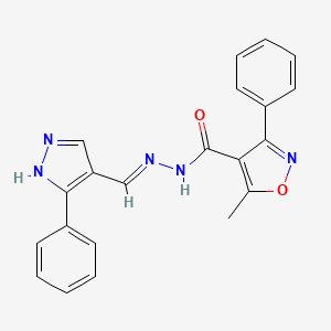 molecular formula C21H17N5O2 B10893027 5-methyl-3-phenyl-N'-[(E)-(3-phenyl-1H-pyrazol-4-yl)methylidene]-1,2-oxazole-4-carbohydrazide 