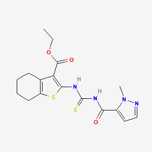 molecular formula C17H20N4O3S2 B10893148 ethyl 2-({[(1-methyl-1H-pyrazol-5-yl)carbonyl]carbamothioyl}amino)-4,5,6,7-tetrahydro-1-benzothiophene-3-carboxylate 