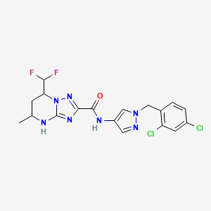 molecular formula C18H17Cl2F2N7O B10893574 N-[1-(2,4-dichlorobenzyl)-1H-pyrazol-4-yl]-7-(difluoromethyl)-5-methyl-4,5,6,7-tetrahydro[1,2,4]triazolo[1,5-a]pyrimidine-2-carboxamide 
