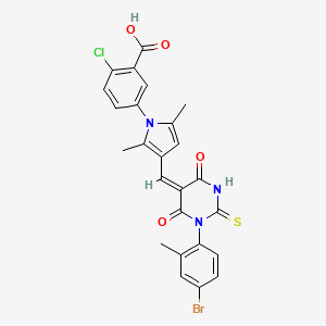 molecular formula C25H19BrClN3O4S B10893615 5-(3-{(E)-[1-(4-bromo-2-methylphenyl)-4,6-dioxo-2-thioxotetrahydropyrimidin-5(2H)-ylidene]methyl}-2,5-dimethyl-1H-pyrrol-1-yl)-2-chlorobenzoic acid 