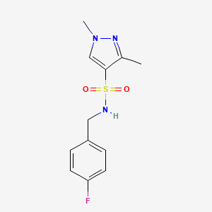 molecular formula C12H14FN3O2S B10893676 N-(4-fluorobenzyl)-1,3-dimethyl-1H-pyrazole-4-sulfonamide 