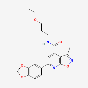 molecular formula C20H21N3O5 B10893703 6-(1,3-benzodioxol-5-yl)-N-(3-ethoxypropyl)-3-methyl[1,2]oxazolo[5,4-b]pyridine-4-carboxamide 