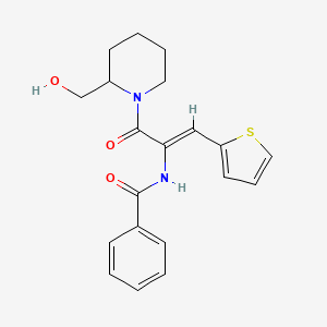 molecular formula C20H22N2O3S B10893717 N-[(1Z)-3-[2-(hydroxymethyl)piperidin-1-yl]-3-oxo-1-(thiophen-2-yl)prop-1-en-2-yl]benzamide 