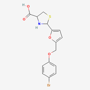 molecular formula C15H14BrNO4S B10893745 2-{5-[(4-Bromophenoxy)methyl]furan-2-yl}-1,3-thiazolidine-4-carboxylic acid 