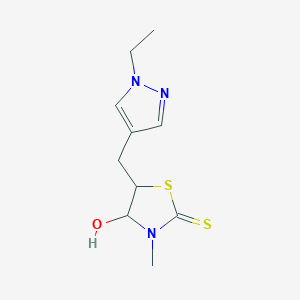 molecular formula C10H15N3OS2 B10893751 5-[(1-ethyl-1H-pyrazol-4-yl)methyl]-4-hydroxy-3-methyl-1,3-thiazolidine-2-thione 