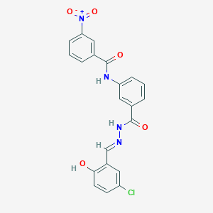 molecular formula C21H15ClN4O5 B10893805 N-(3-{[(2E)-2-(5-chloro-2-hydroxybenzylidene)hydrazinyl]carbonyl}phenyl)-3-nitrobenzamide 