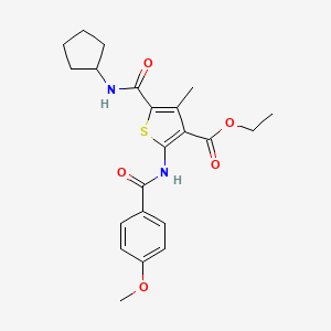 molecular formula C22H26N2O5S B10893824 Ethyl 5-(cyclopentylcarbamoyl)-2-{[(4-methoxyphenyl)carbonyl]amino}-4-methylthiophene-3-carboxylate 