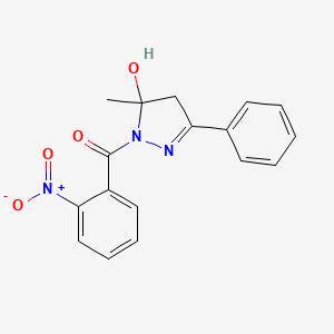molecular formula C17H15N3O4 B10893835 (5-hydroxy-5-methyl-3-phenyl-4,5-dihydro-1H-pyrazol-1-yl)(2-nitrophenyl)methanone 