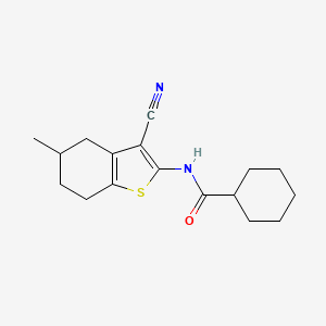 molecular formula C17H22N2OS B10893849 N-(3-cyano-5-methyl-4,5,6,7-tetrahydro-1-benzothiophen-2-yl)cyclohexanecarboxamide 