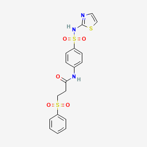 molecular formula C18H17N3O5S3 B10893911 3-(phenylsulfonyl)-N-[4-(1,3-thiazol-2-ylsulfamoyl)phenyl]propanamide 